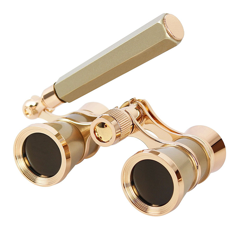 KF-3x25 Champagne golden handle opera spectator